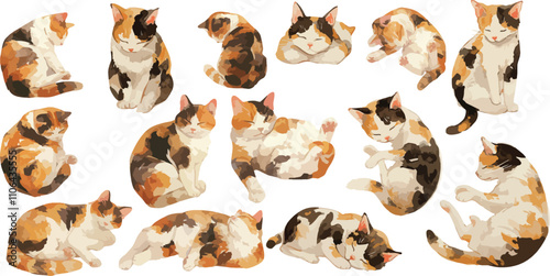 quirky cat watercolor clipart