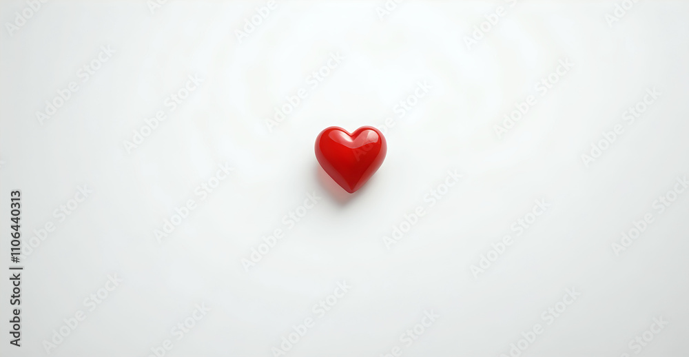 Fototapeta premium simplistic style. red heart on a white background for graphic design, love, romance, wedding and valentine concept, 300dpi, empty space for text, banner, header