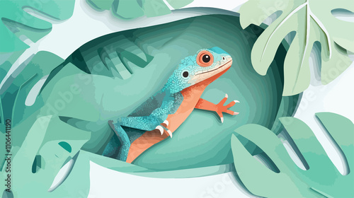 Lizard Papercraft Vector Illustration