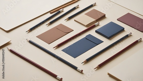 Artistic workspace with exquisite stationery arrangement
