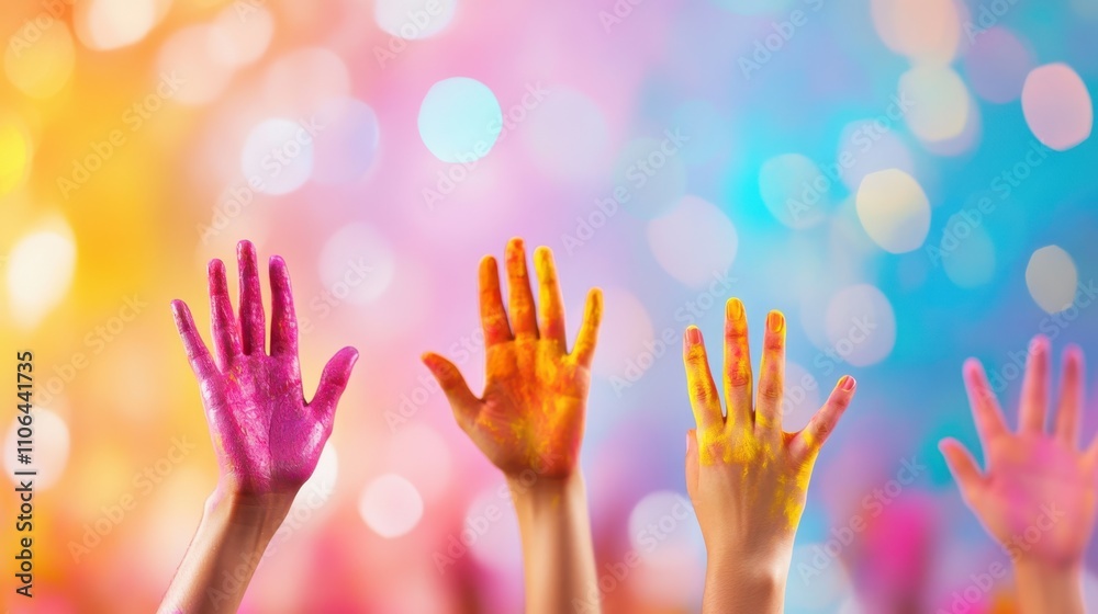 Vibrant Hands Celebrate the Joy of Holi Festival in a Colorful Display of Unity and Happiness Vibrant Hands Celebrate the Joy of Holi Festival in a Colorful Display of Unity and Happiness