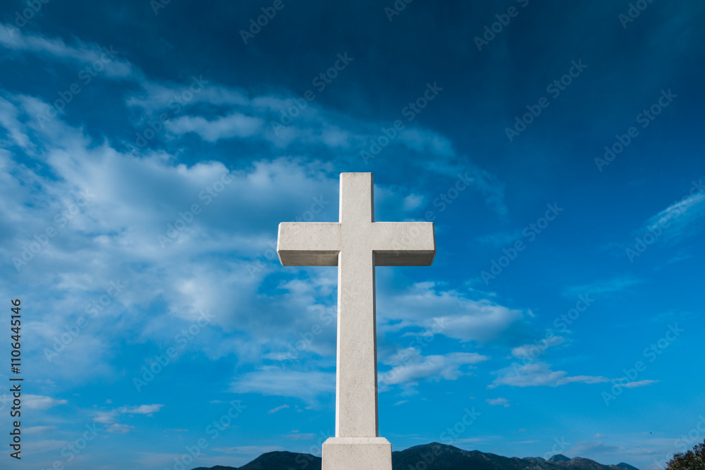 Stone Cross Against a Clear Blue Sky Stone Cross Against a Clear Blue Sky