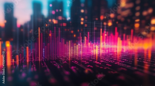 Abstract Cityscape with Dynamic Data Visualization photo