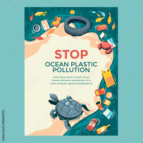 Ocean Conservation and Stop Plastic Pollution Now Poster or Flyer