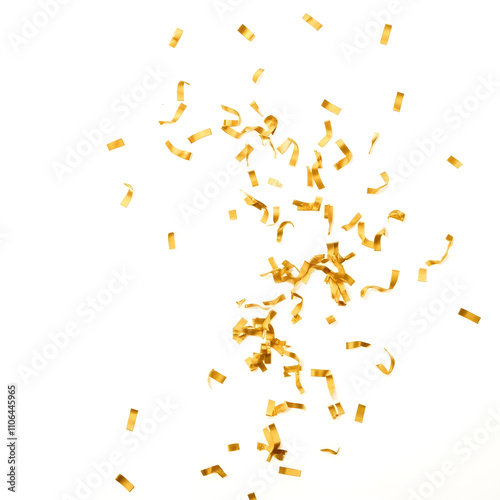 A golden confetti cannon on a white background