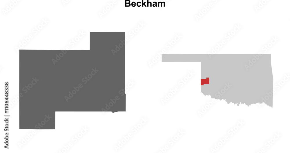 Beckham County (Oklahoma) blank outline map set
