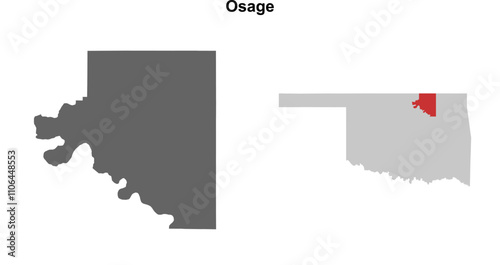 Osage County (Oklahoma) blank outline map set