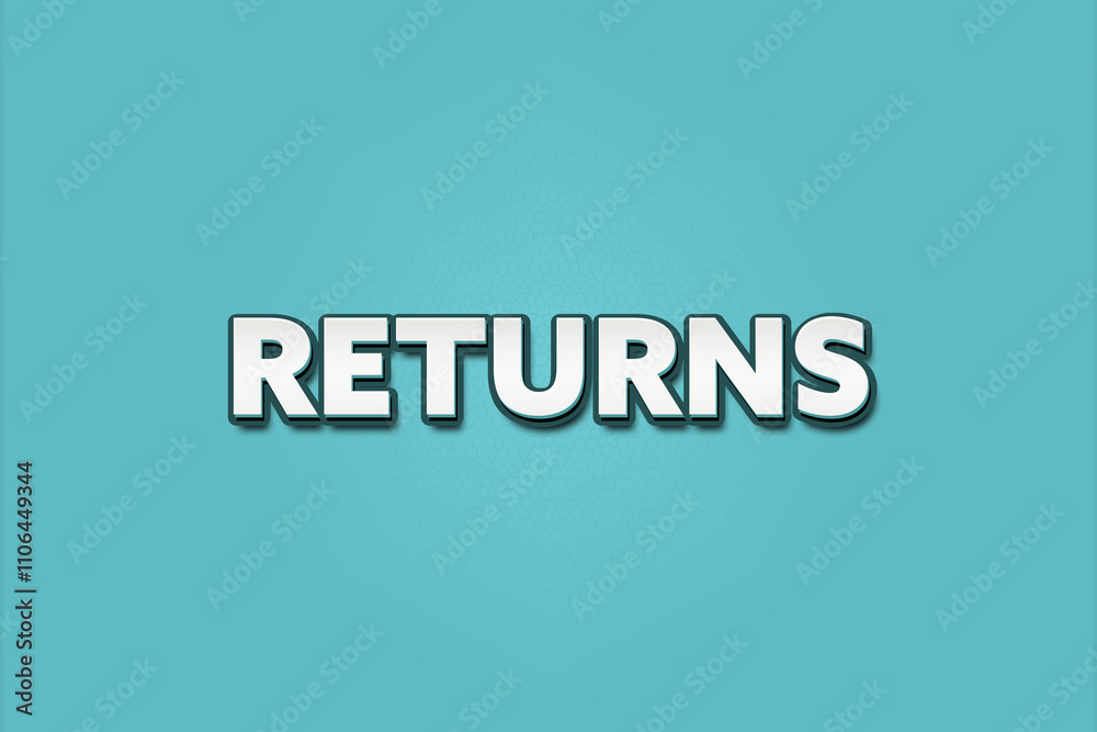 Returns. A Illustration with white text isolated on light green background.