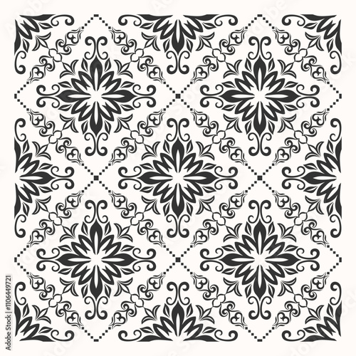 Damask seamless pattern. floral decoration ornament, Vintage style
