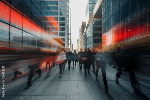 busy city street with motion blur representing the fast pace of modern urban life and business