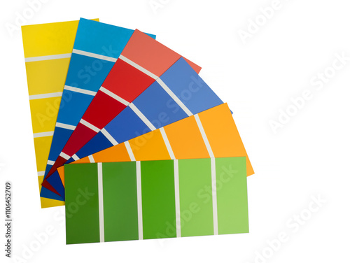 Fototapeta Naklejka Na Ścianę i Meble -  Color card palette, samples for colour definition. Guide of paint samples, colored catalog. Photo close up.
