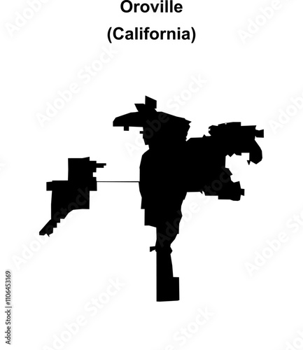 Oroville (California) blank outline map photo