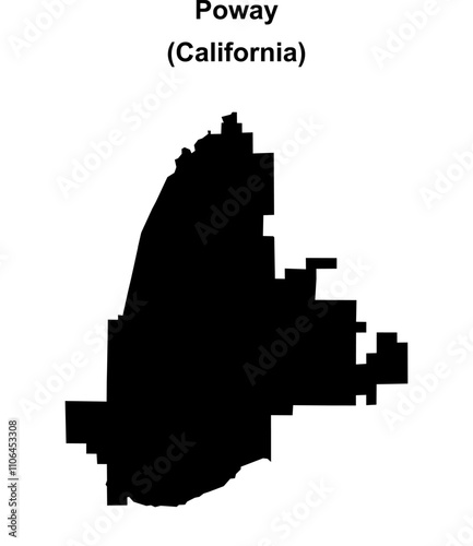 Poway (California) blank outline map photo