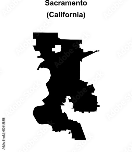 Sacramento (California) blank outline map