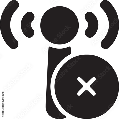 Illustration of an internet signal tower icon with a crossed-out symbol, indicating a lack of connection or disabled signal