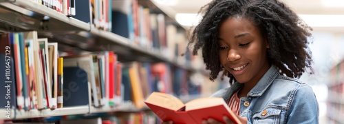 female student in the library photo