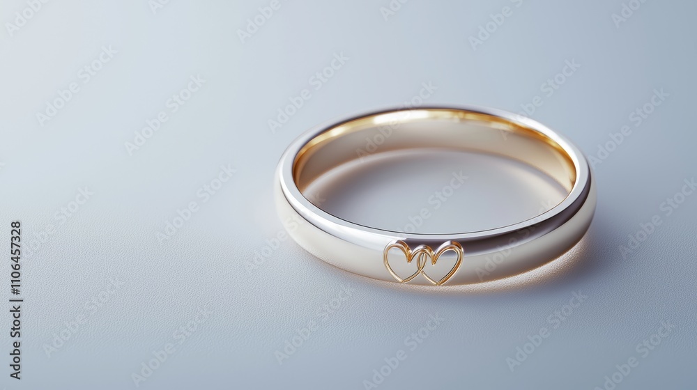 Silver ring with love inscription, minimalist vector hearts, clean white background Silver ring with love inscription, minimalist vector hearts, clean white background