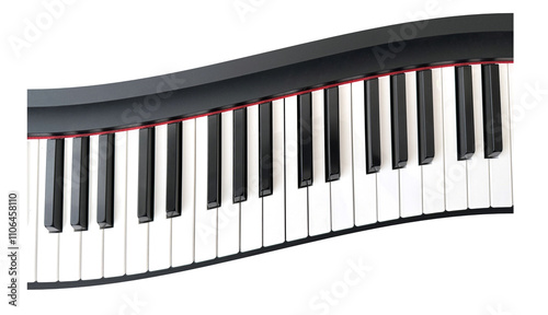 Curve Piano Keyboard PNG Image, isolated background.