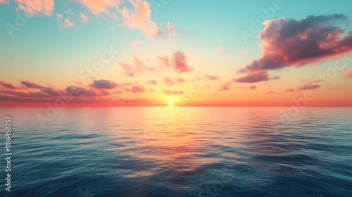 Vibrant sunset over calm ocean.