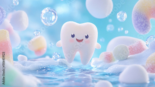 Creative kids banner with milk tooth character