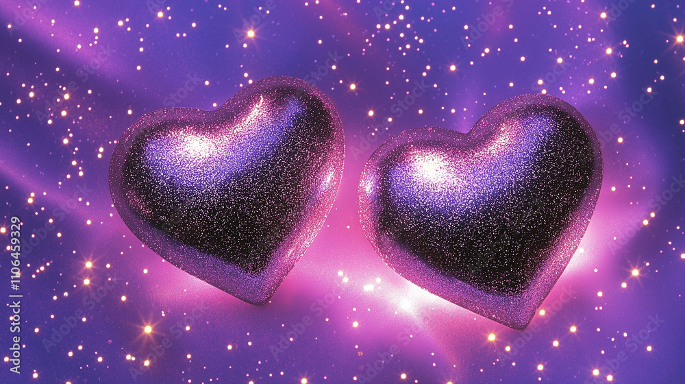 Beautiful elegant sparkling card with two hearts Beautiful elegant sparkling card with two hearts