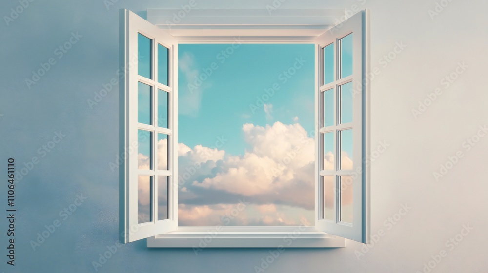 Open Window Sky View Clouds Serenity Home Peace Open Window Sky View Clouds Serenity Home Peace