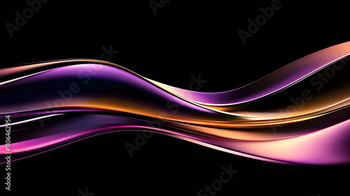 Abstract Fluid 3D Render with Holographic Iridescent Neon Colors
