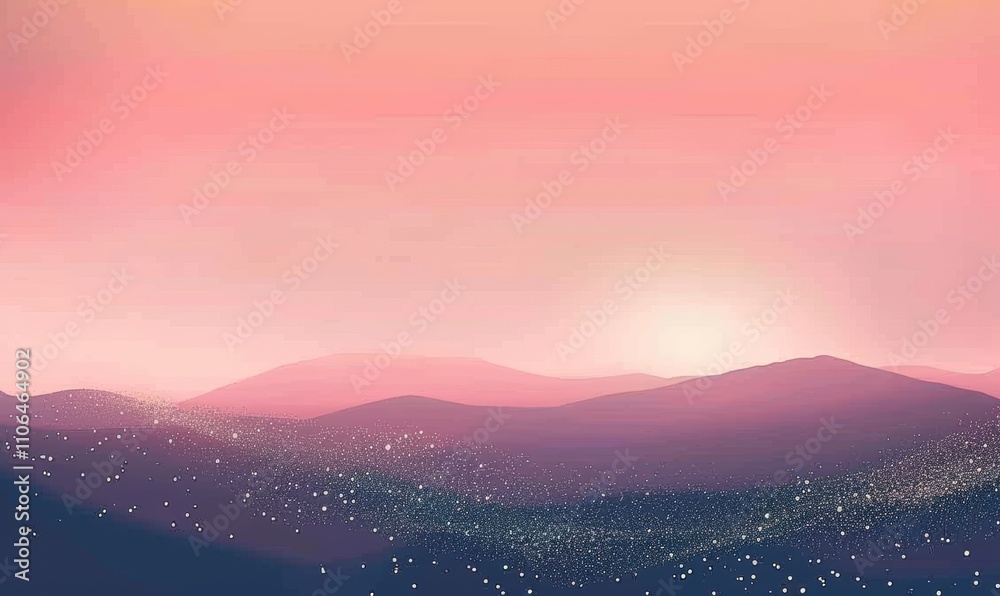 A beautiful mountain range with a pink and blue sky A beautiful mountain range with a pink and blue sky