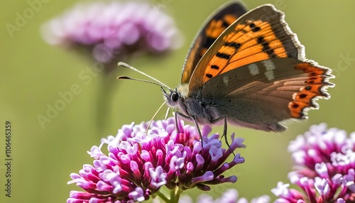 Graceful Butterfly Perched on Purple Bloom, Masterful Photography Showcased. photo