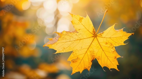 Close-up of a dried yellow leaf in a natural fall setting.