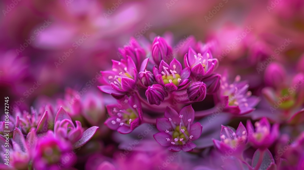 Autumn Joy Stonecrop: Purple Ornamental Plant Blooming Autumn Joy Stonecrop: Purple Ornamental Plant Blooming