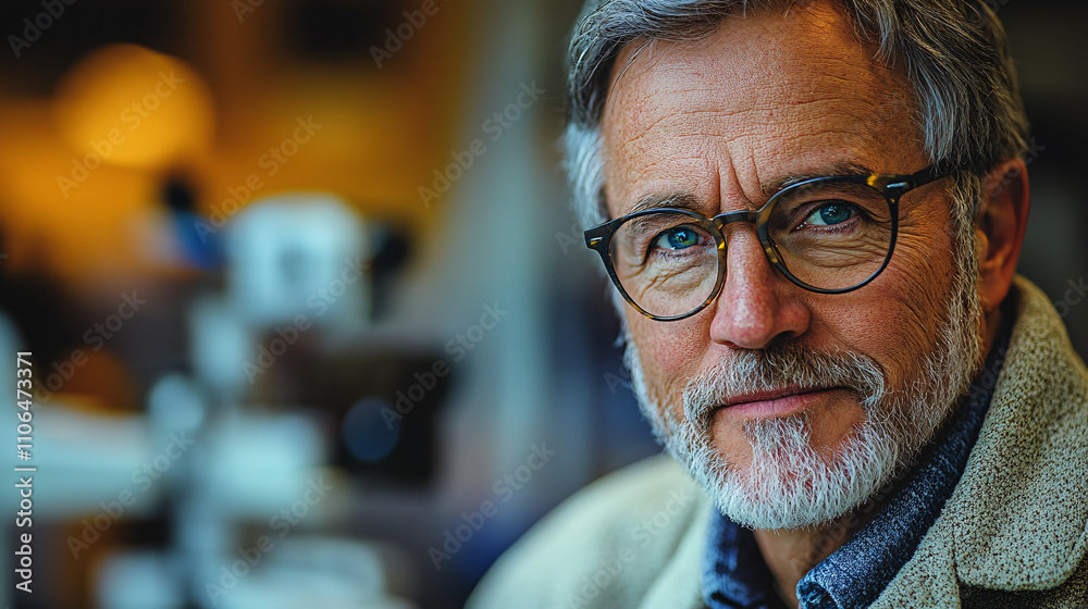 A man with glasses and a beard A man with glasses and a beard