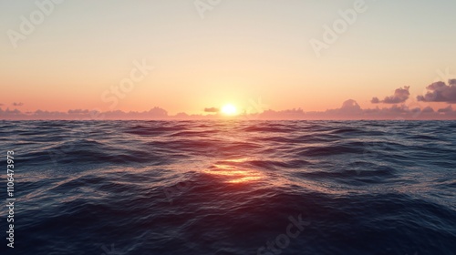 Serene Ocean Sunset Tranquil Seascape Sunrise Horizon Water Sky Nature Calm Peaceful Beautiful