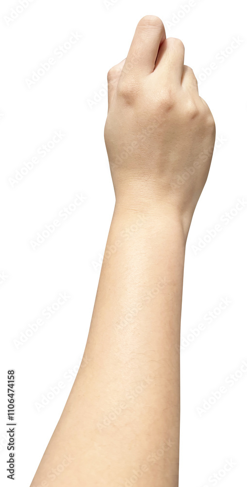 A hand wants to grab something on a white background. A hand wants to grab something on a white background.