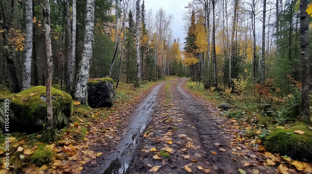 Dirt road through autumn forest. Dirt road through autumn forest.