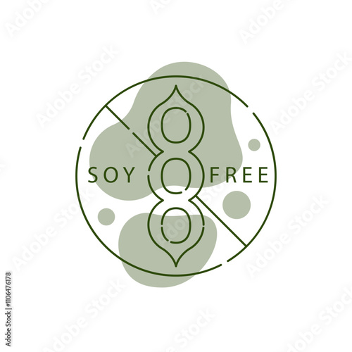Soy free icon. Soy Free Foods, Free Diet. Soy Free Vegan. No Soy Formula. Products. Green Food. Vector illustration