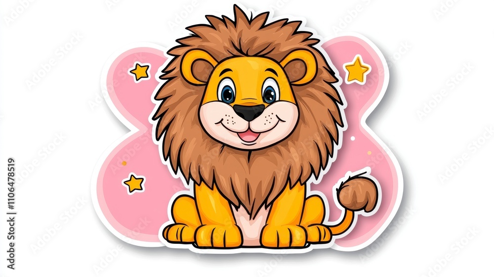 Cute and Colorful Cartoon Lion Character with Big Smile, Adorable Features, and Playful Expression, Perfect for Children's Themes and Illustrations Cute and Colorful Cartoon Lion Character with Big Smile, Adorable Features, and Playful Expression, Perfect for Children's Themes and Illustrations