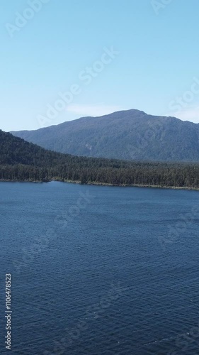 Camera panning showing lake haast new zealand