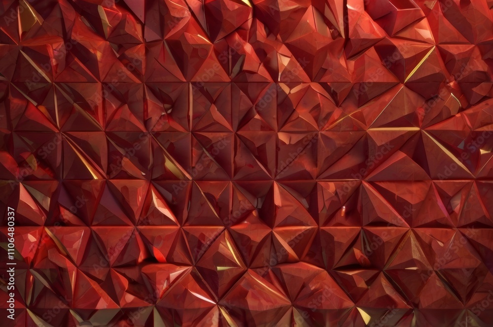 Naklejka premium Dynamic And Luxurious Red Low Poly Abstract Background With Geometric Triangles