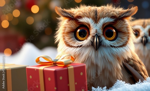 owl christmas Christmas presents  animal, decoration, season, bird photo