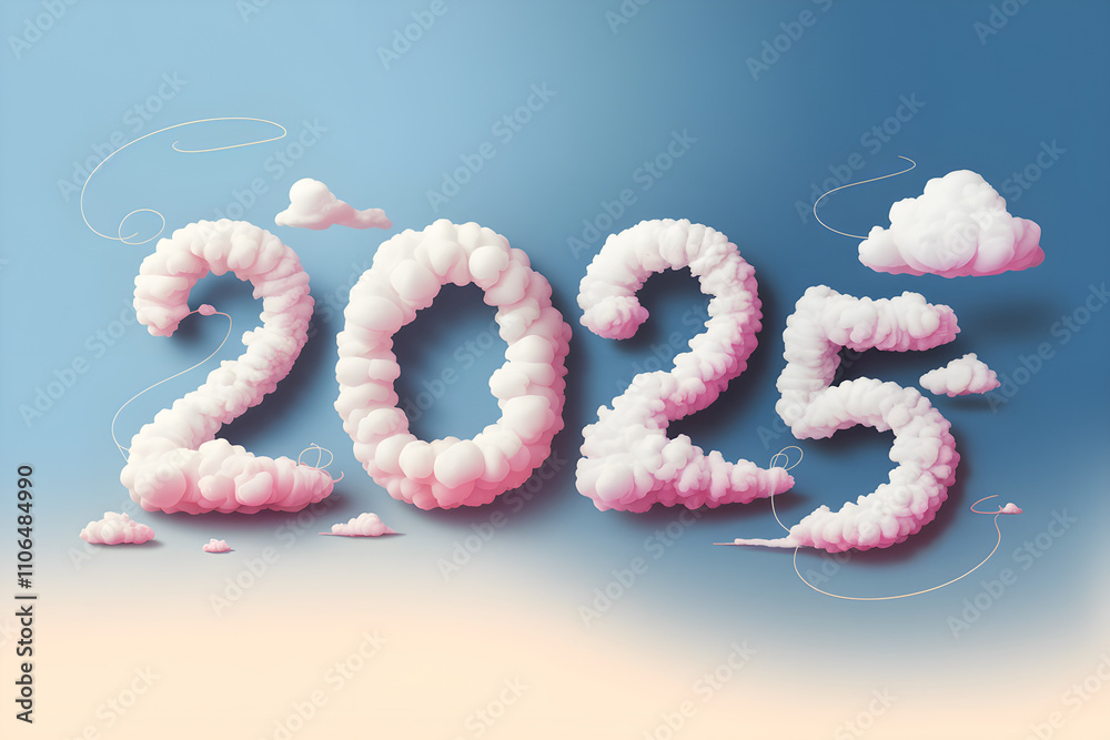 The year 2025 is written in clouds The year 2025 is written in clouds