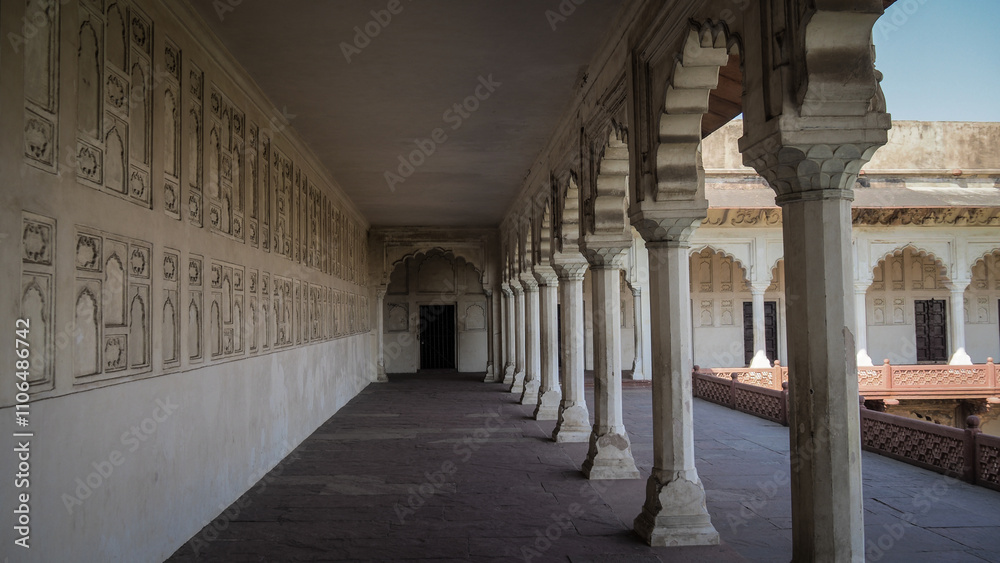 The architecture of the Agra Fort in India The architecture of the Agra Fort in India