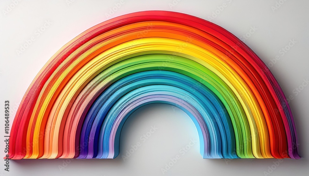 Fototapeta premium Rainbow made of paper on a white surface