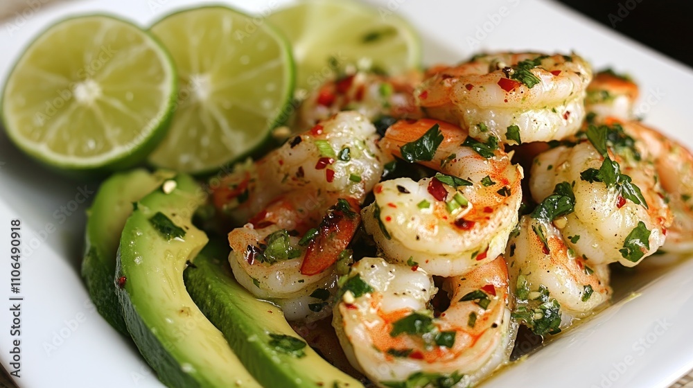 Delicious Grilled Shrimp with Avocado and Lime Ready to Eat Delicious Grilled Shrimp with Avocado and Lime Ready to Eat