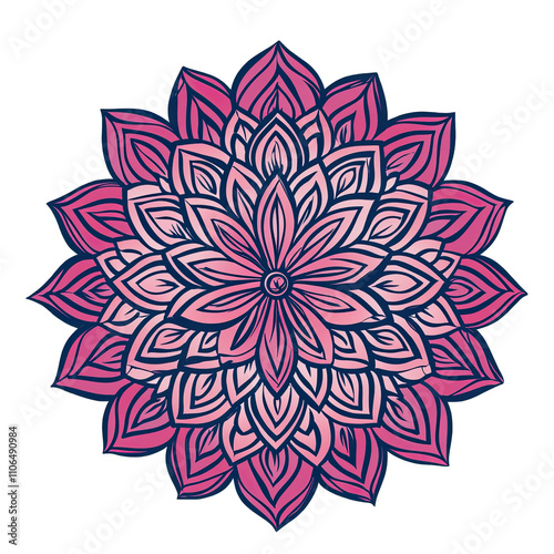 Intricate pink mandala design with layered petals and floral patterns