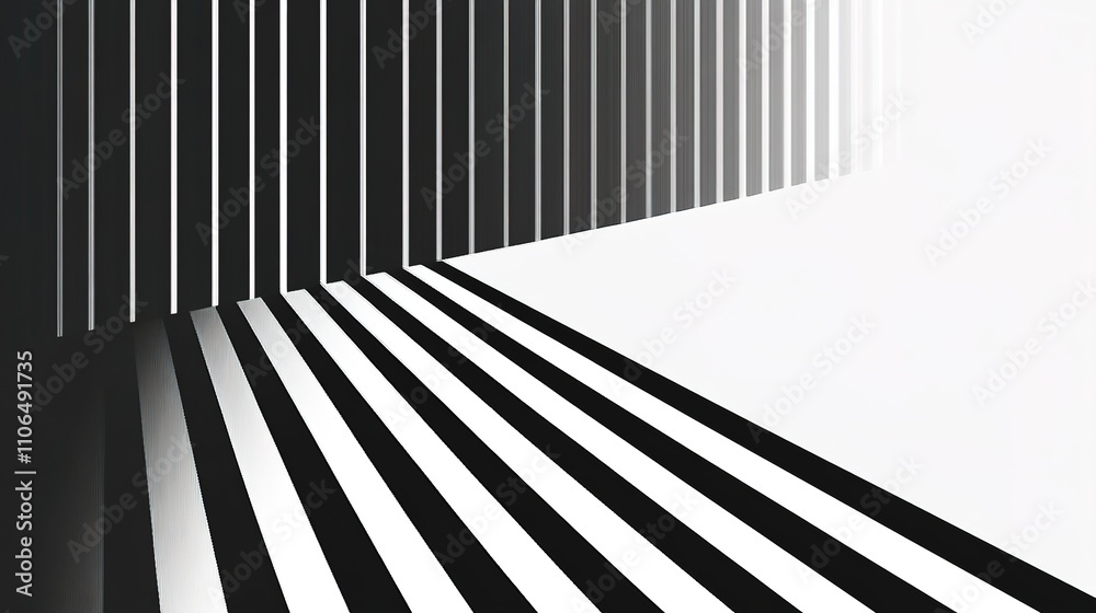 Obraz premium A captivating optical illusion created by bold black and white stripes, forming a mesmerizing and dynamic pattern that appears to move or distort when viewed, showcasing the power of visual perception
