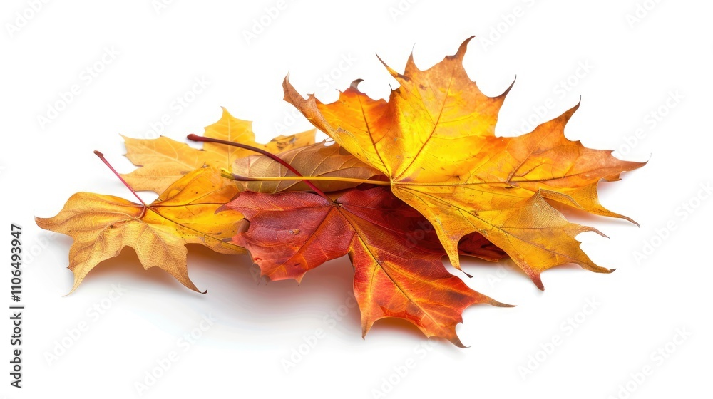 Fallen autumn leaves isolated on white background. Fallen autumn leaves isolated on white background.