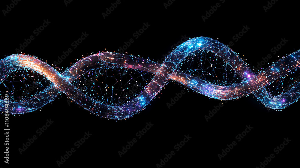 DNA double helix intertwined with digital AI elements highlights the role of AI in genetic research and personalized medicine DNA double helix intertwined with digital AI elements highlights the role of AI in genetic research and personalized medicine