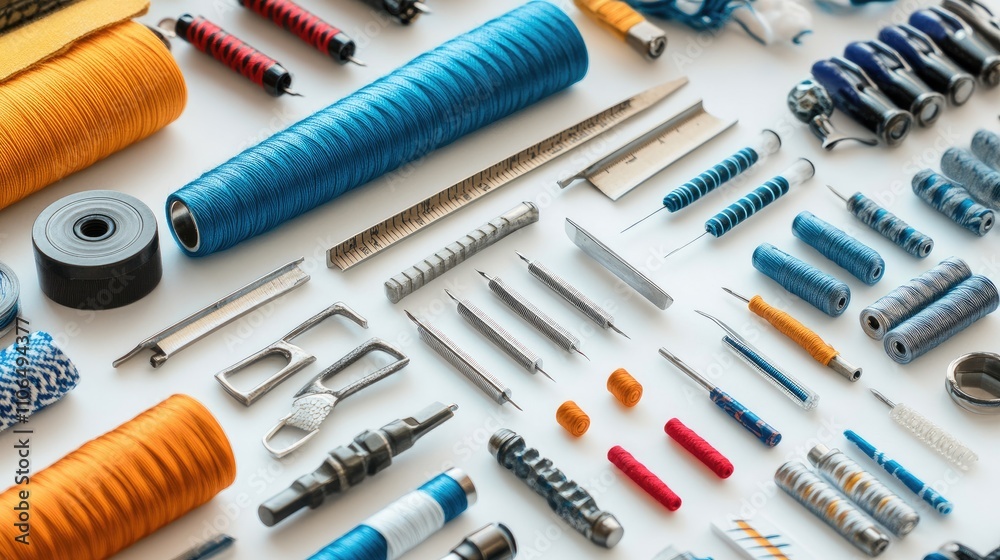 Fototapeta premium Assorted Sewing Tools and Materials for Crafting and Tailoring