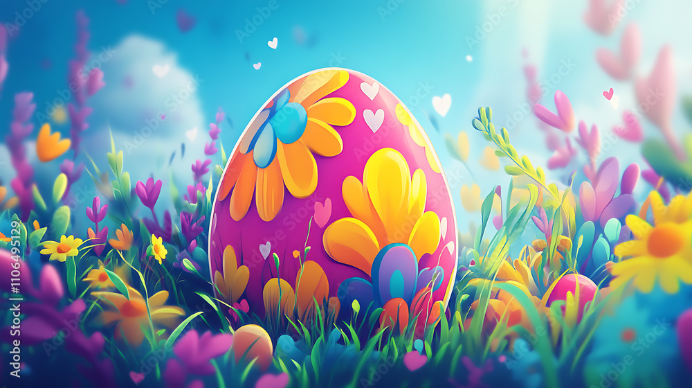 HAPPY EASTER colorful easter egg illustration HAPPY EASTER colorful easter egg illustration
